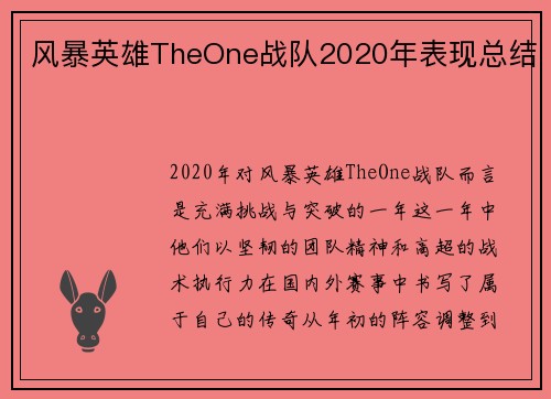 风暴英雄TheOne战队2020年表现总结