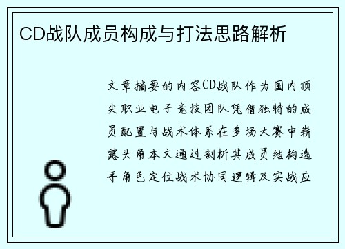 CD战队成员构成与打法思路解析
